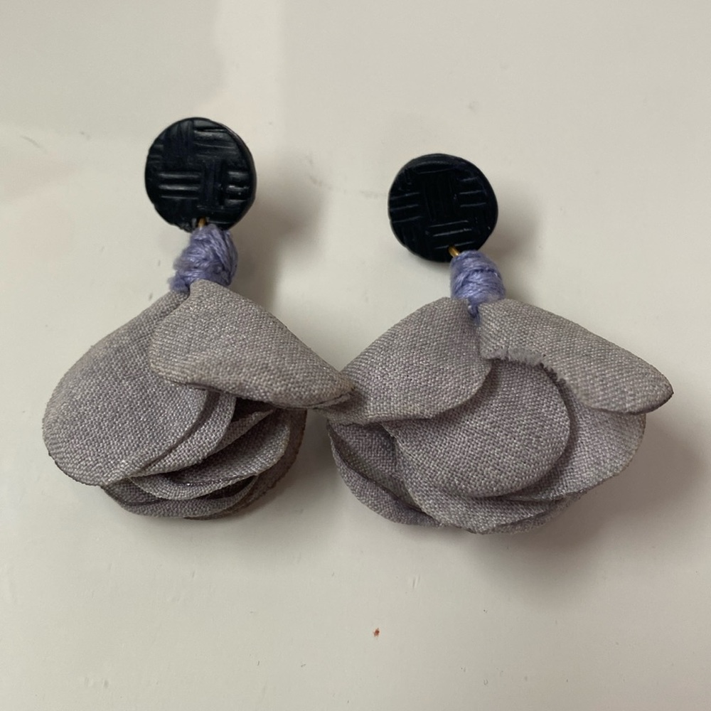 Clay and fabric tassel earrings
